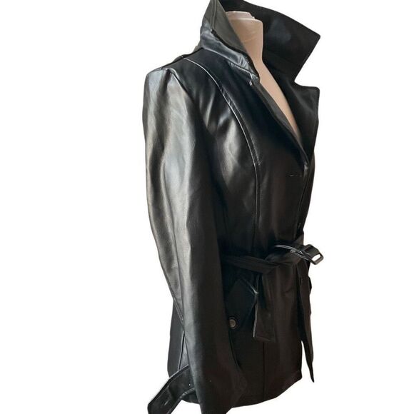 Emporio & Co Faux Leather Short Trench. Size Small. NWT. Made in Italy - Picture 3 of 16